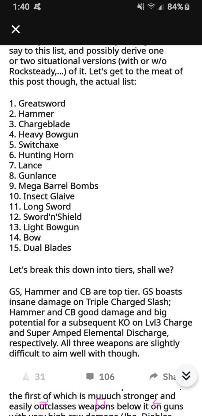 Monster Hunter: General - Priority list of weapons in MHW for the wake up attack.  image 2