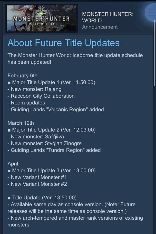 Monster Hunter: General - Iceborne 2020 Roadmap has revealed! image 3