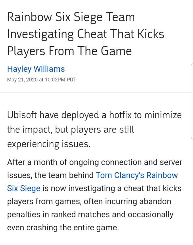 Rainbow Six: General - Important: Known cheat in Ranked that kicks you out. image 2