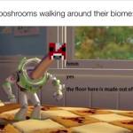 Mooshrooms walking around their biome.... 
