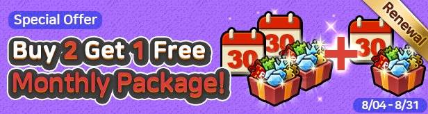 60 Seconds Hero: Idle RPG: Events - [Special Offer] Buy 2 Monthly Packages and Get 1 Free! 8/04(Tue) – 8/31(Mon) (UTC-7) image 3