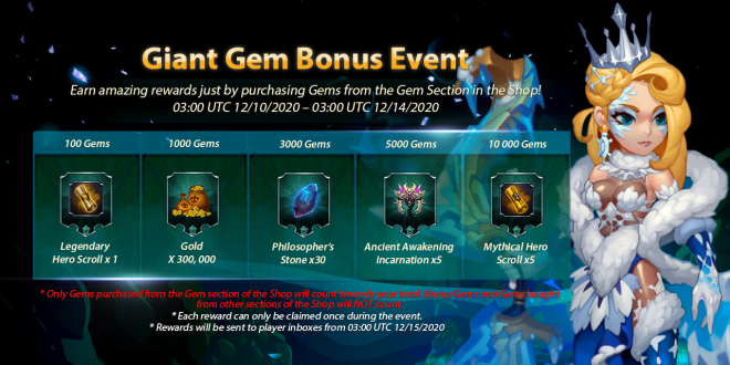 Along with the Gods: Knights of the Dawn: Events - Giant Gem Bonus Event  image 1